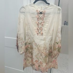 Zimmermann Dancer Floral Hummingbird-Embroidered Mini Dress